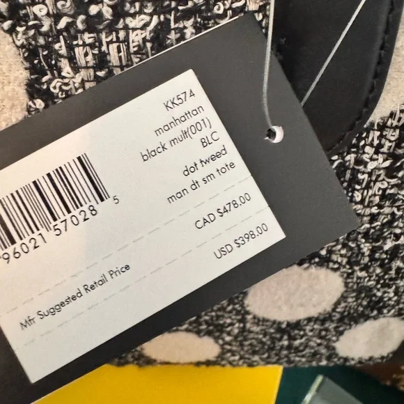 Kate Spade TWEED NWT Black & White Polka Dot Bag - Picture 5 of 7